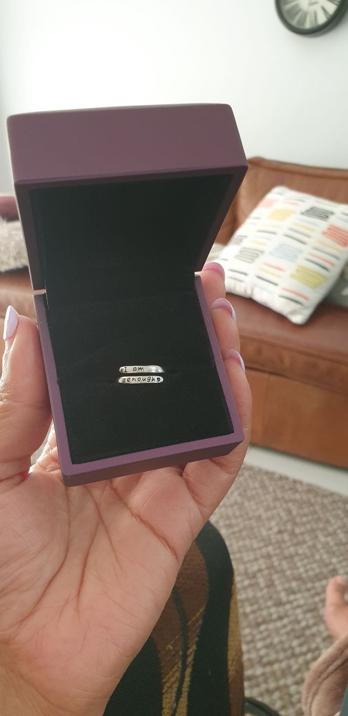 Customer photo review of 'I Am Enough' Adjustable Ring | 925 Sterling Silver