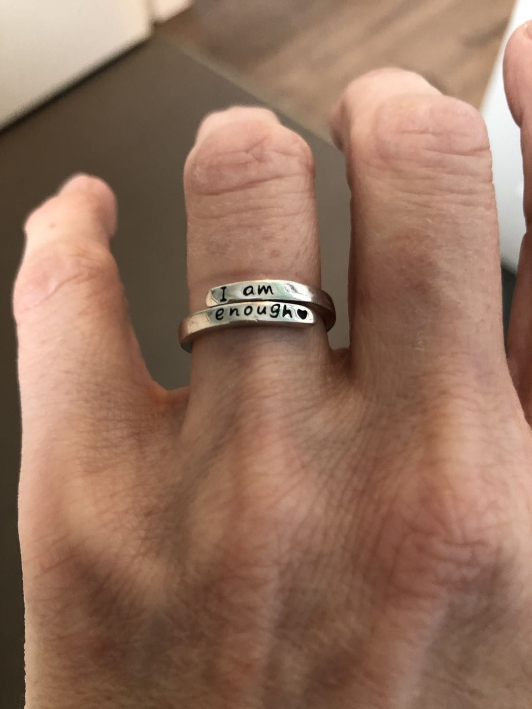 Customer photo review of 'I Am Enough' Adjustable Ring | 925 Sterling Silver