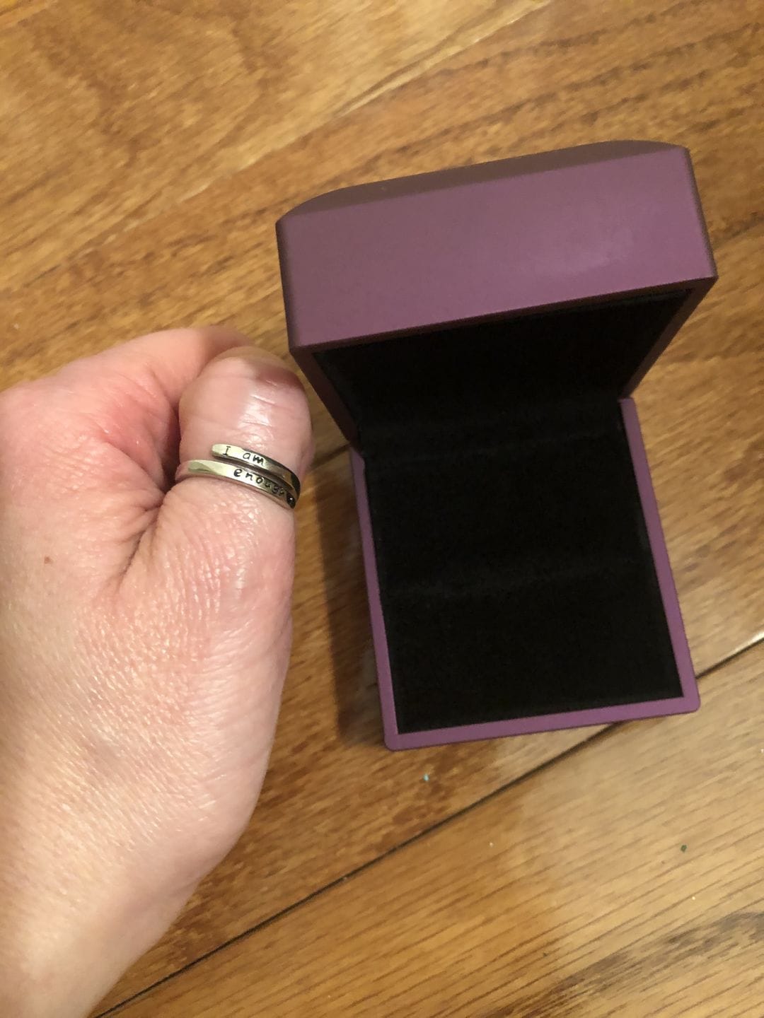 Customer photo review of 'I Am Enough' Adjustable Ring | 925 Sterling Silver