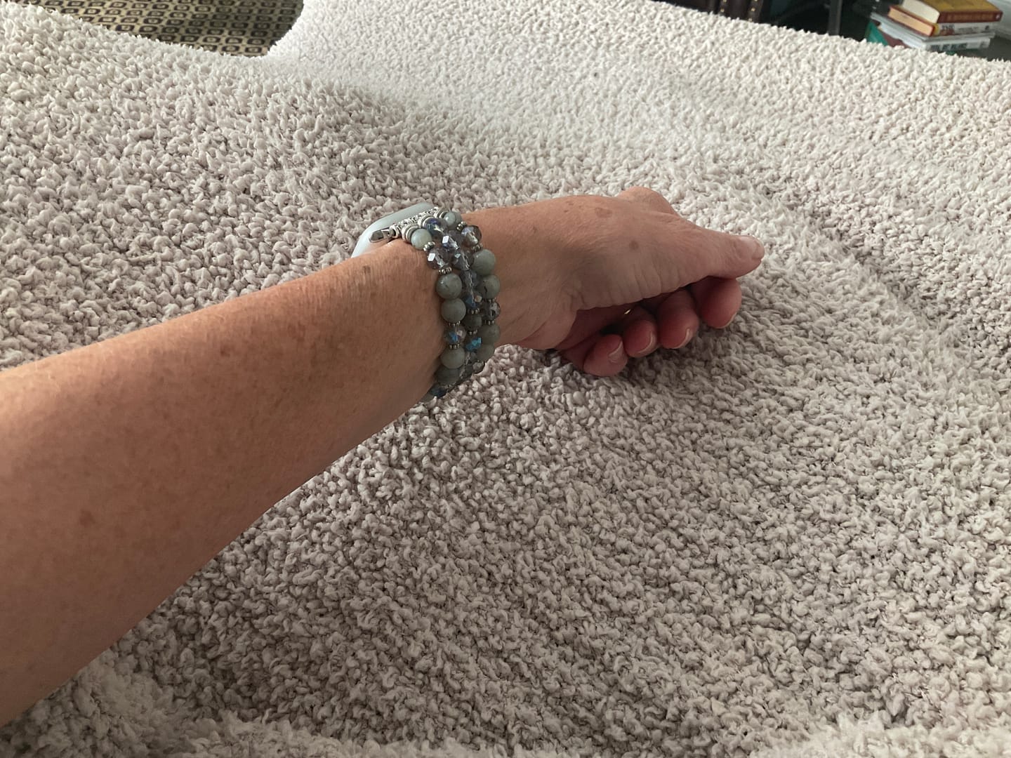 Customer photo review of Agate Crystal Stretch Apple Watch Strap