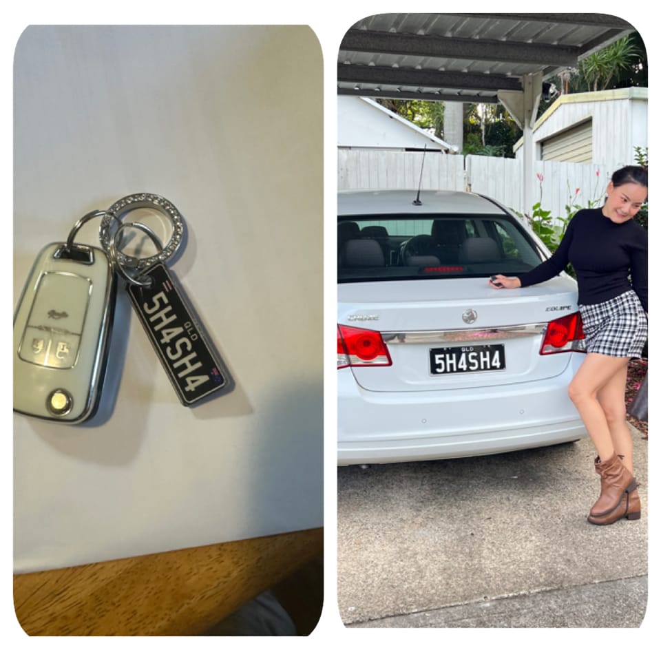 Customer photo review of QLD Classic Licence Plate Custom Keychain