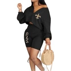 Customer photo review of New Orleans Saints Women's Black "Flexin" Two Piece Short Set
