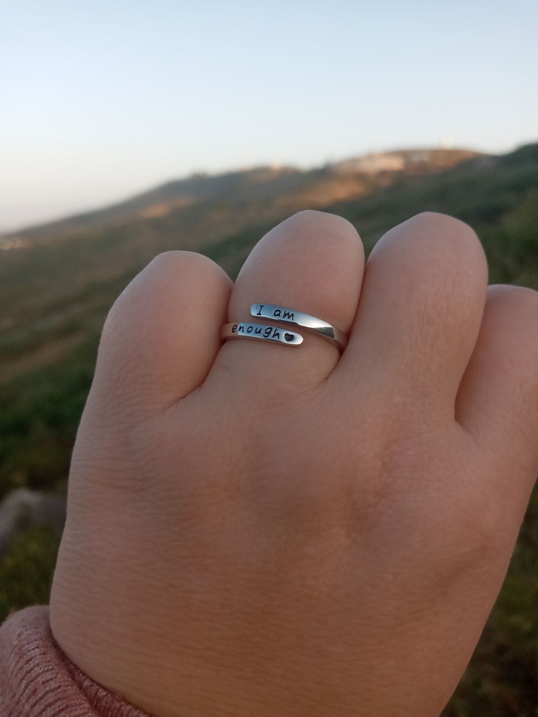 Customer photo review of 'I Am Enough' Adjustable Ring | 925 Sterling Silver