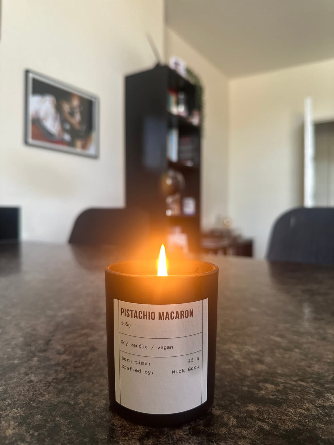 Customer photo review of Pistachio Macaron Candle | Pistachio + Caramel + Meringue