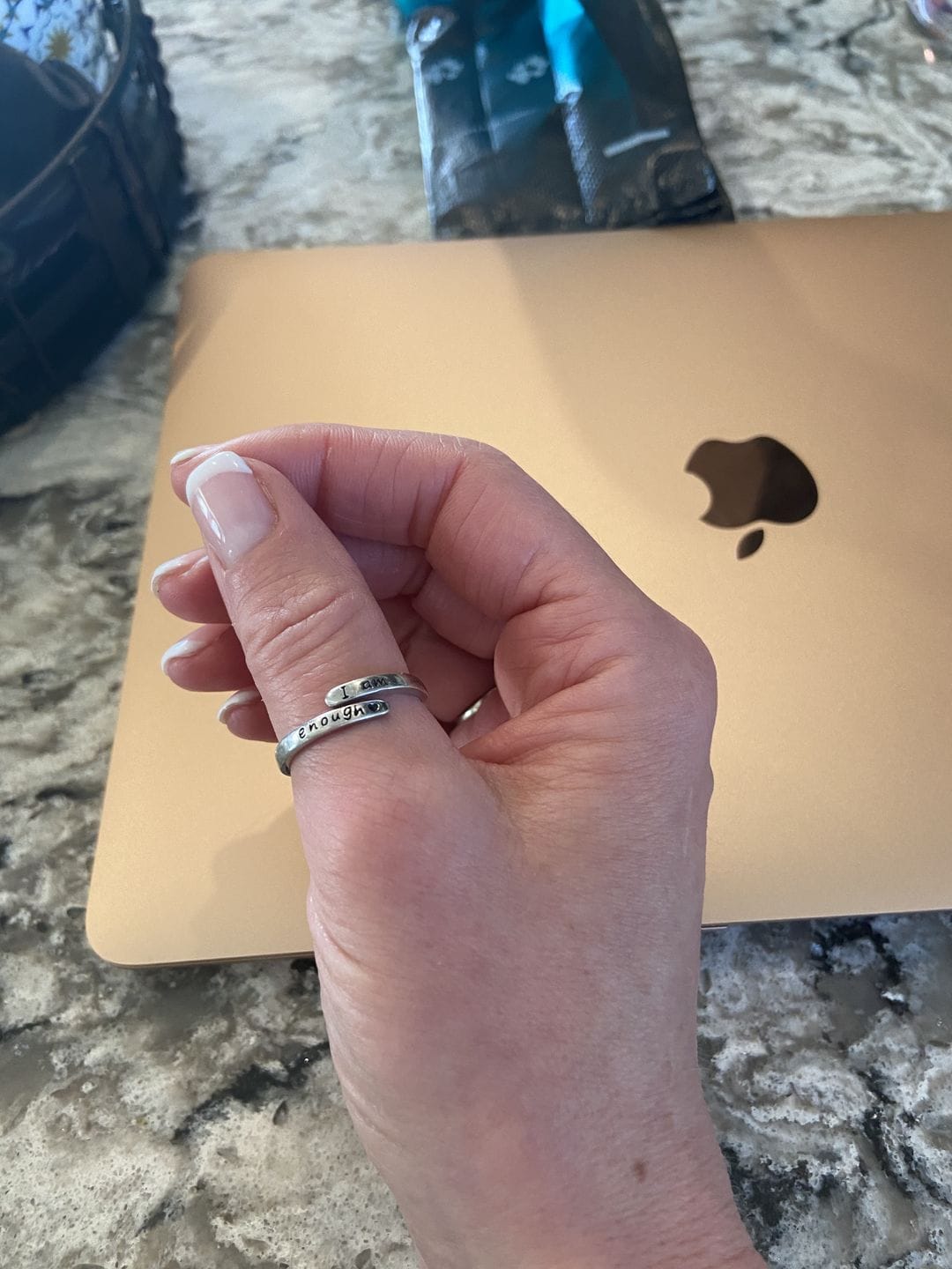Customer photo review of 'I Am Enough' Adjustable Ring | 925 Sterling Silver