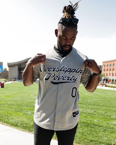 Customer photo review of Grey-Black Custom Baseball Jersey