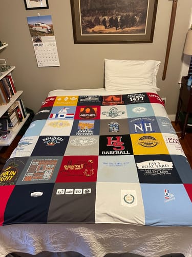 T-shirt quilt from harvard university by Laurie from AL