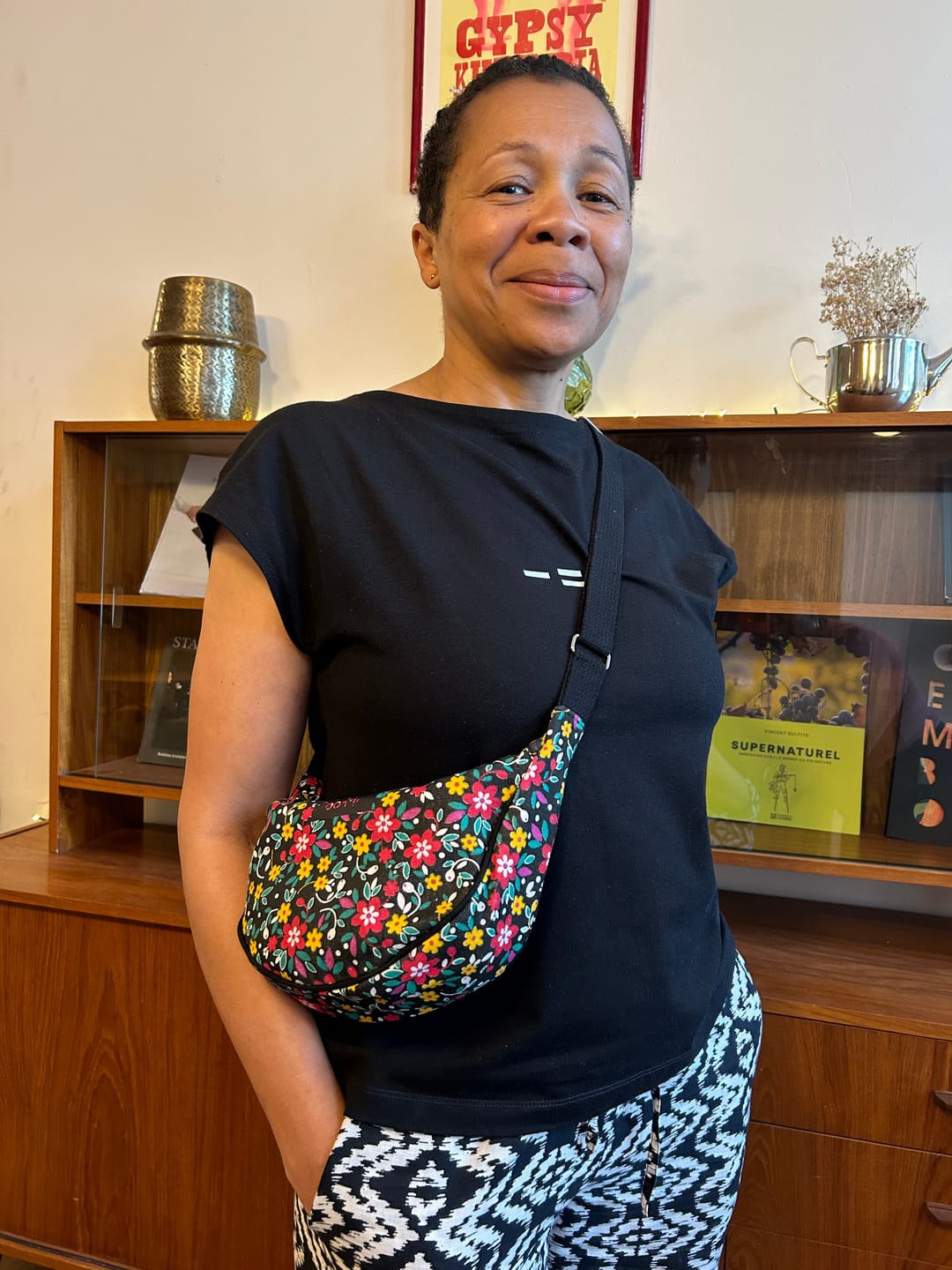 Customer photo review of Sac banane fleuri en Chita - noir