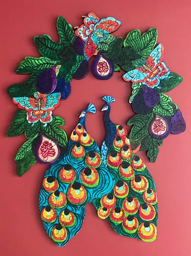 Customer photo review of Peacock Reverie Wood Jigsaw Puzzle