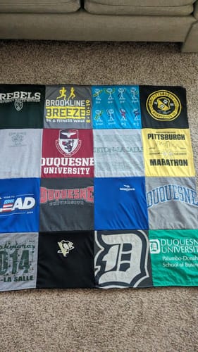 T-shirt quilt from duquesne university, la salle university by Jennifer from PA