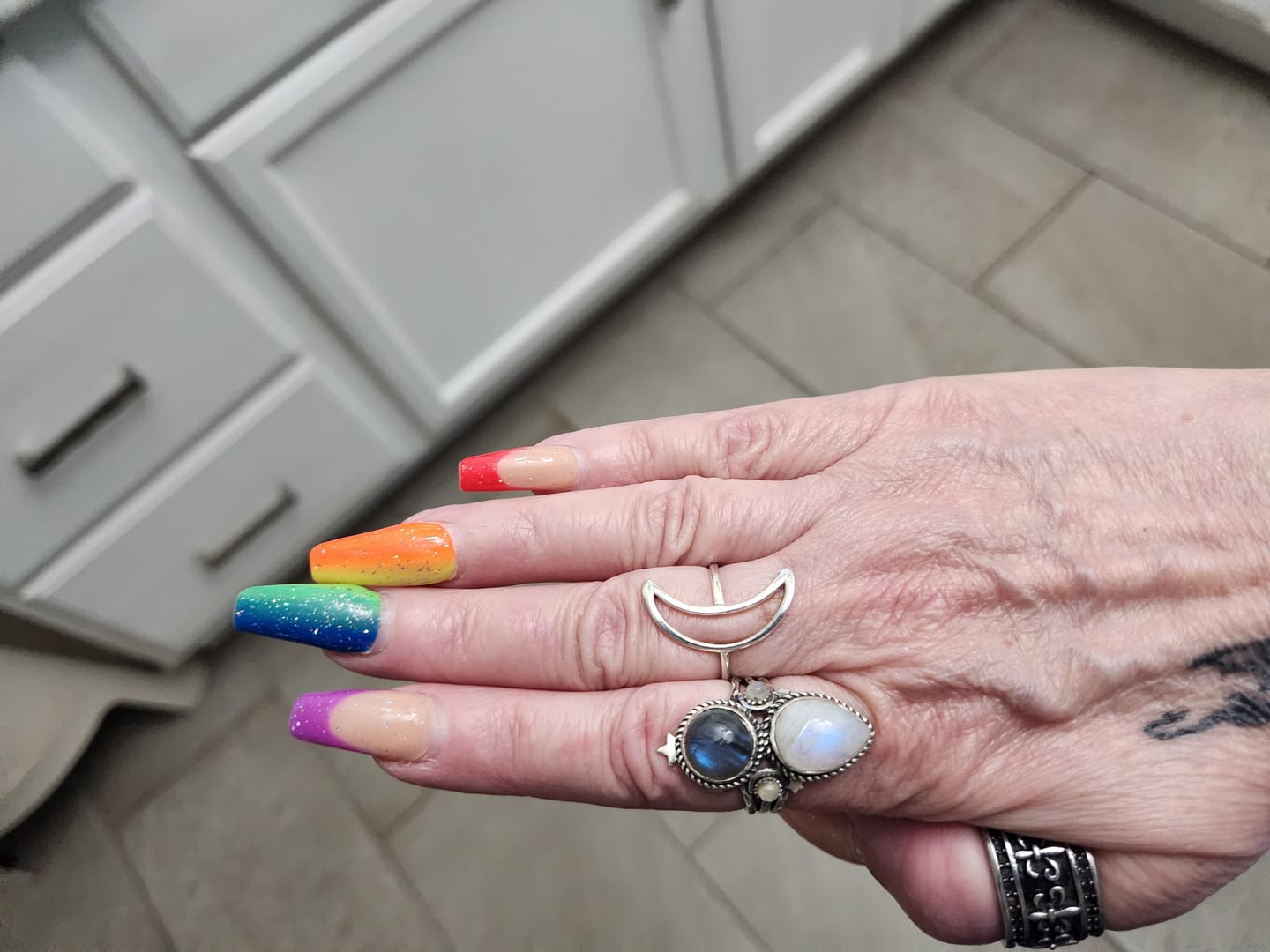 Customer photo review of Celestial Moonstone and Labradorite Silver Ring