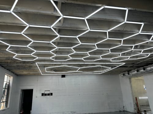 Customer photo review of Hexagon Garage Lights | 2 Grid Bundle