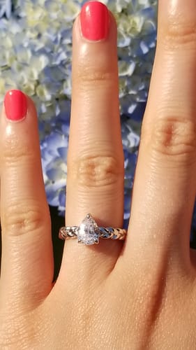 Customer photo review of Woven Solitaire 1ct CZ Ring in Sterling Silver