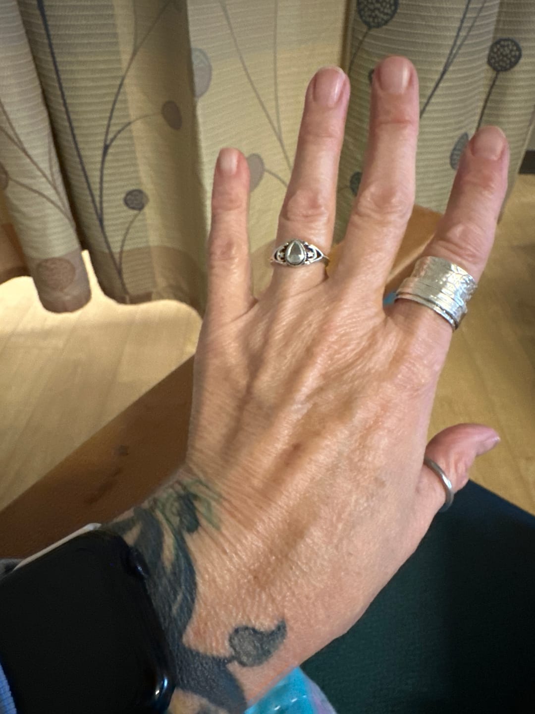 Customer photo review of Aquamarine Stars Moon Ring Sterling Silver