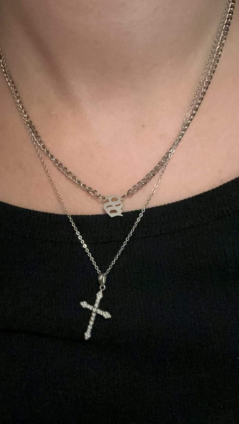 Customer photo review of Cuban Initial Necklace