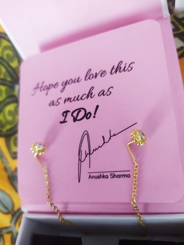 Customer photo review of Golden Delicate Bling Sui Dhaga Earrings