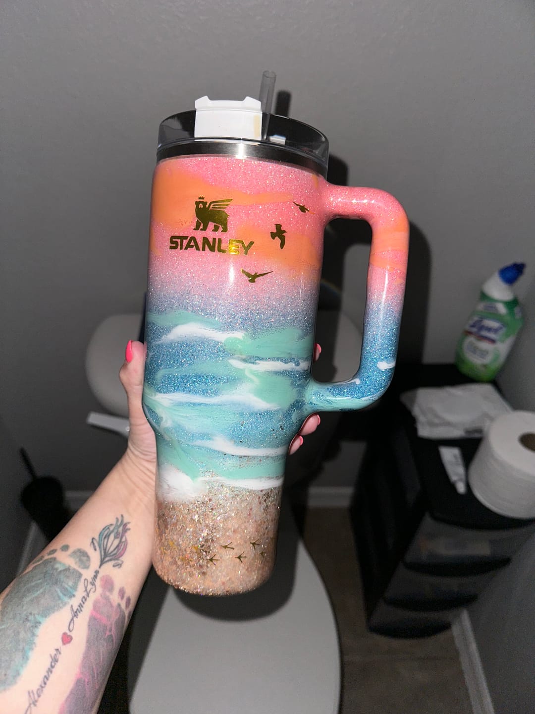 Customer photo review of PRESALE Glitter Beach Stanley 40oz