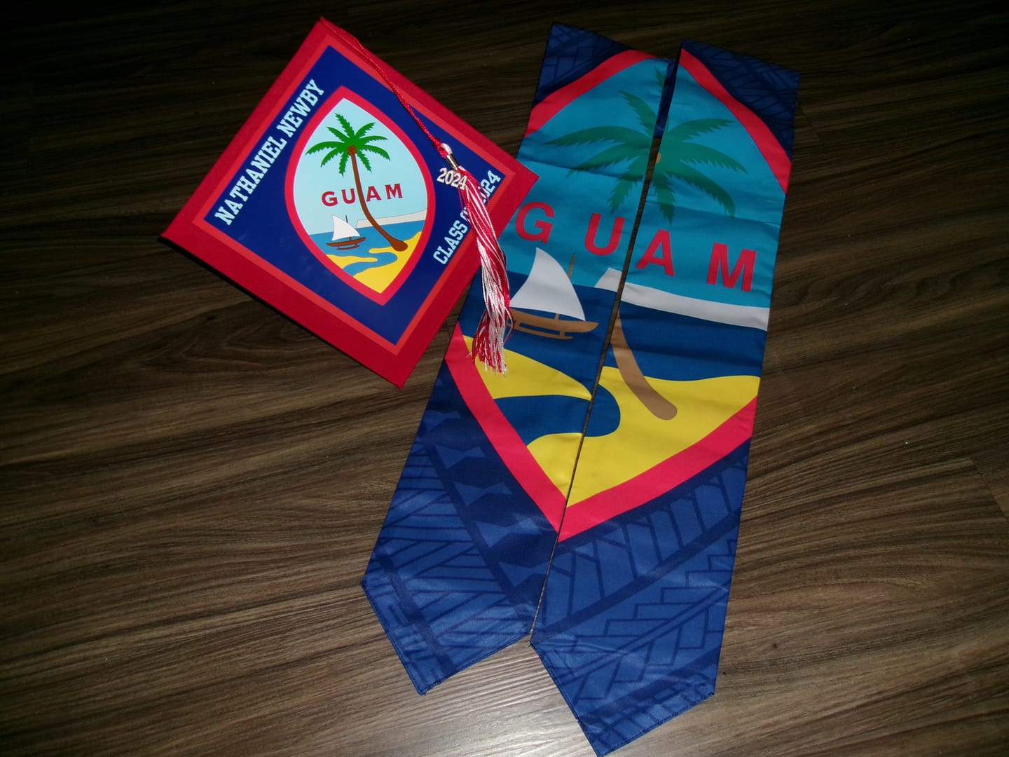 Customer photo review of Guahan Tribal Blue Guam Graduation Stole Sash