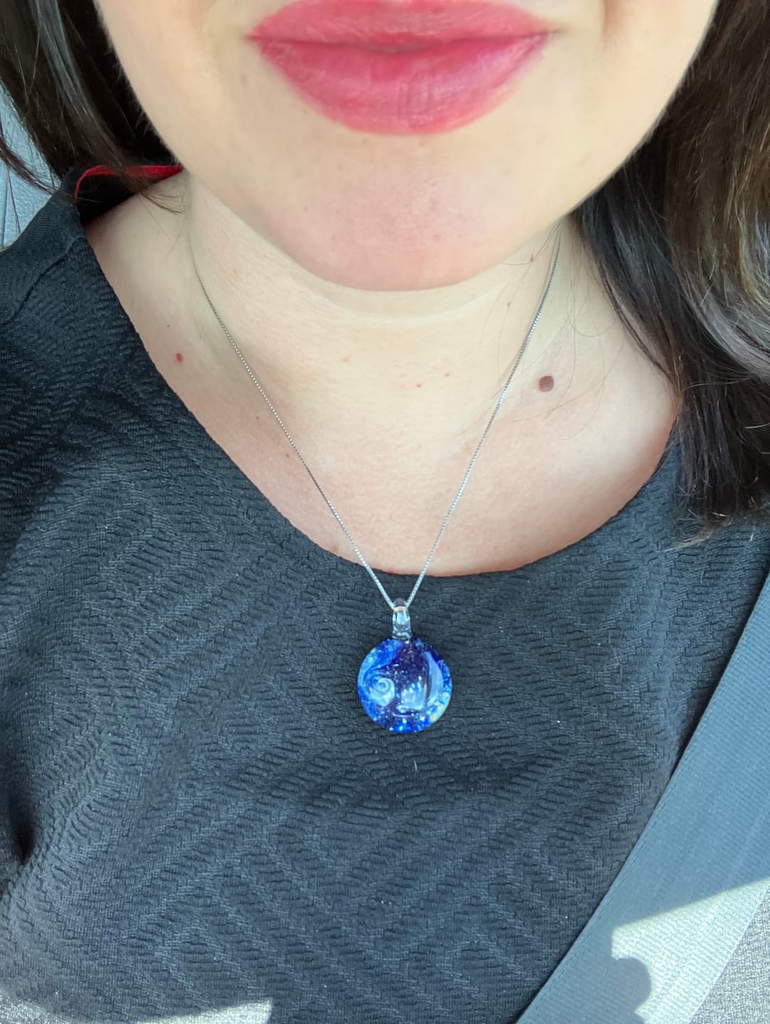 Customer photo review of Nightswirl Cremation Pendant