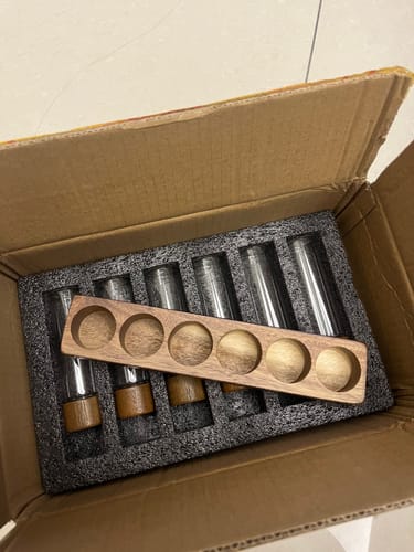 Customer photo review of Coffee Beans Storage Container Tube Glass Display Rack