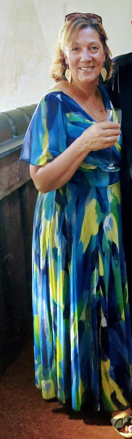 Customer photo review of Isabelle Blue Yellow Float Sleeve Maxi Dress