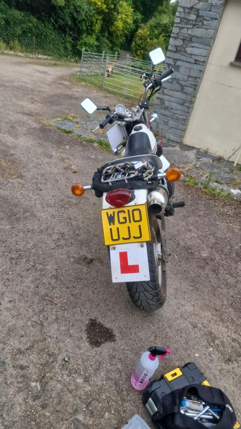 Customer photo review of Metal Pressed Motorcycle Number Plate – 9 x 7 Inches