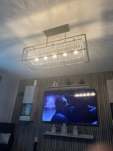 Customer photo review of Modern Rectangle Crystal Kitchen Island Chandelier