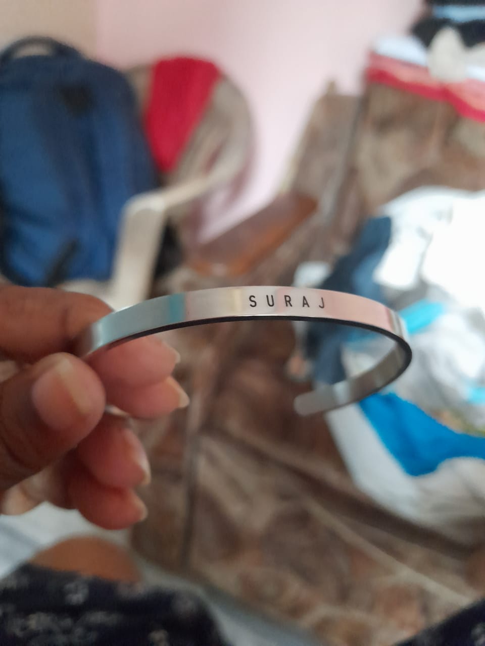 Customer photo review of Personalised Silver Kada
