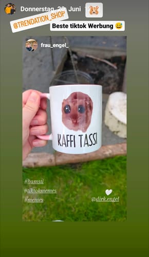 Customer photo review of Sad Hamster Meme Lustige Tasse Hamsti Trauriger Hamster Büro Kaffee-Becher Kaffi Tassi