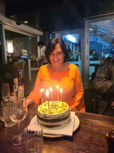 Customer photo review of chocolate caramel cake