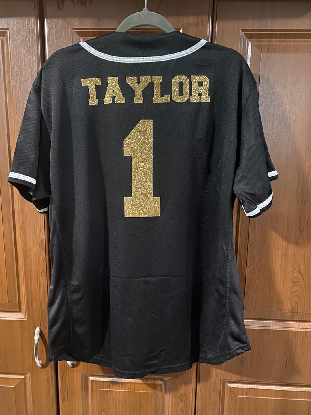 Customer photo review of Custom Black Full Button Down Fans Special Edition Authentic Baseball Jersey
