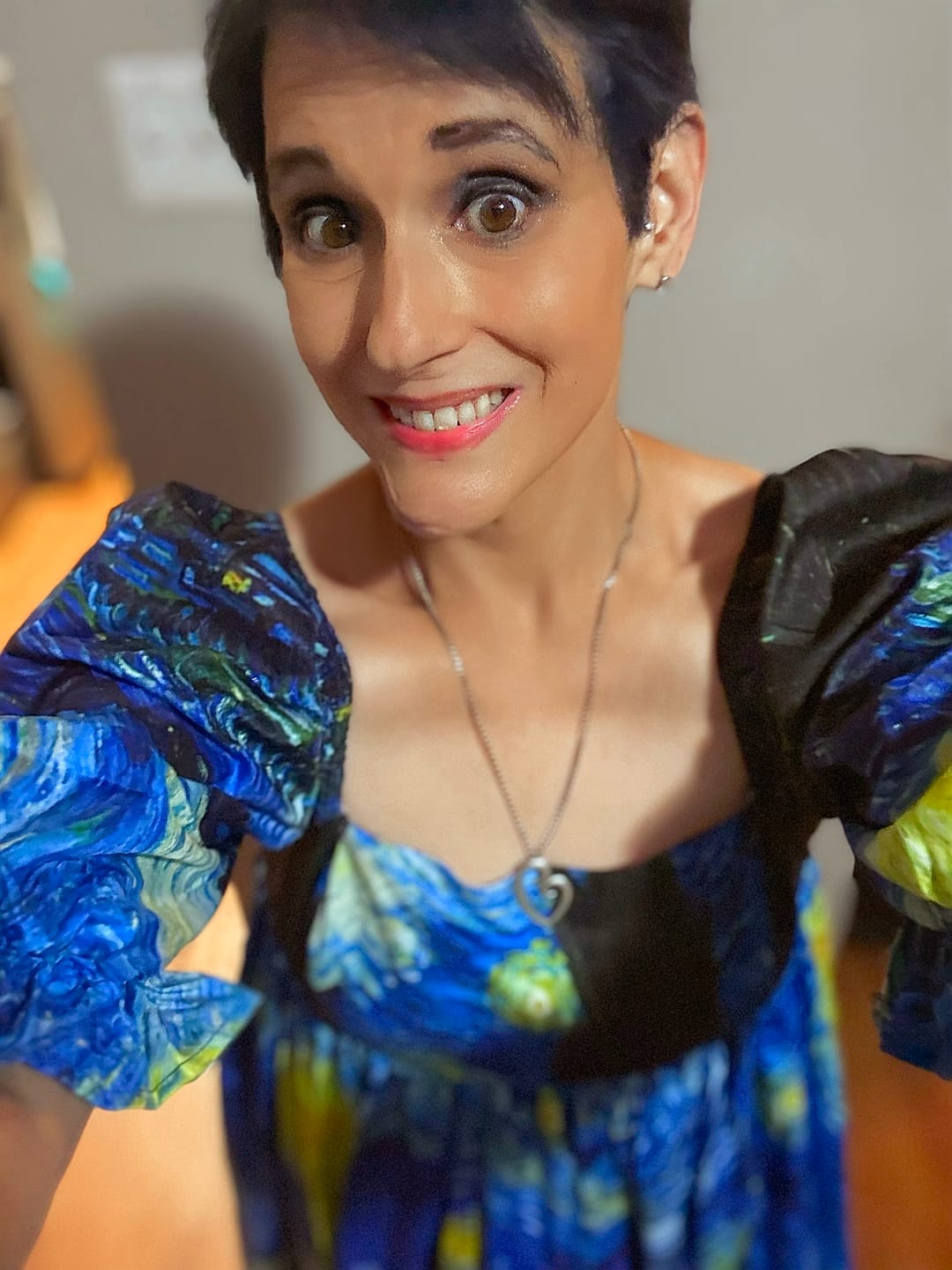 Customer photo review of Van Gogh Sunflowers Puffy mini dress