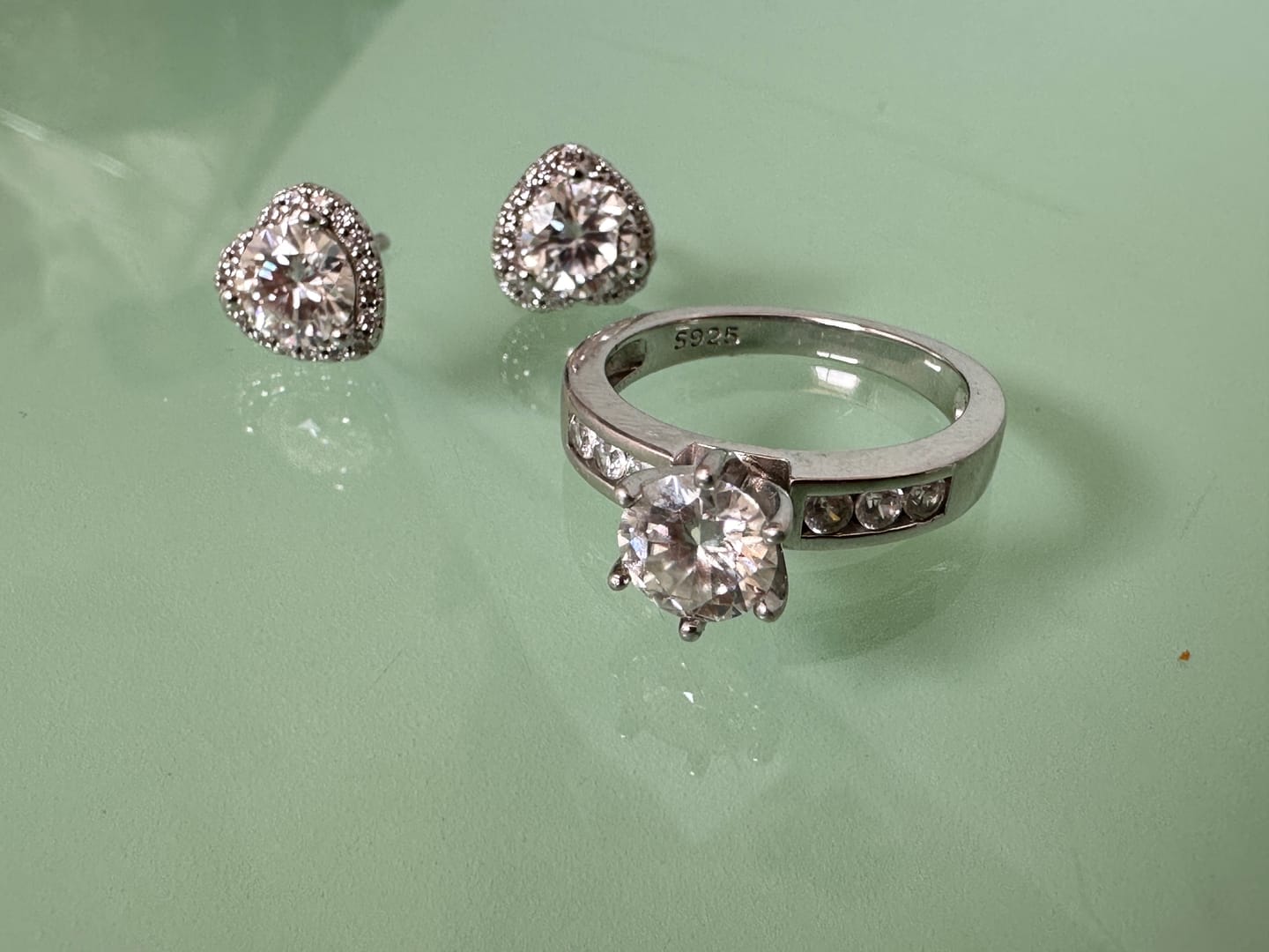 Customer photo review of Round Cut Moissanite Channel Set Engagement Ring