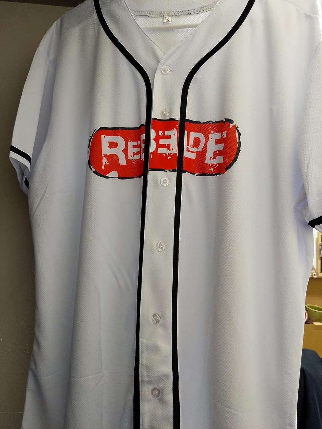 Customer photo review of Custom Medium White Full Button Down Mesh Fans Special Edition Authentic Baseball Jersey