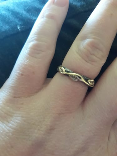 Customer photo review of Mixed Silver & Gold Wedding Leaf Rings Set for Couple