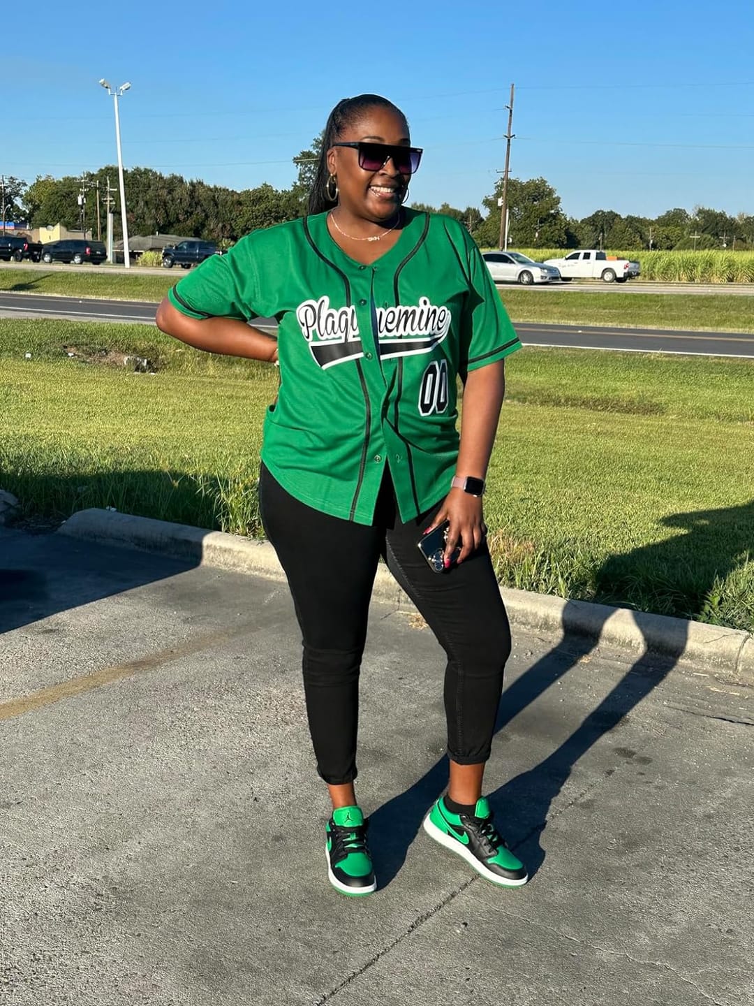 Customer photo review of Custom Kelly Green Full Button Up Mesh Fans Special Edition Authentic Baseball Jersey