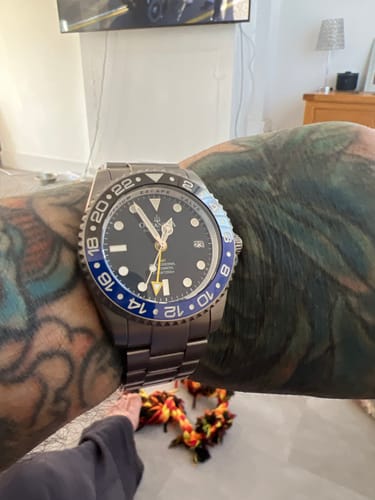 Customer photo review of Oceaneva Men's Deep Marine Explorer II 1250M Titanium Watch Red Mother of Pearl Dial Watch