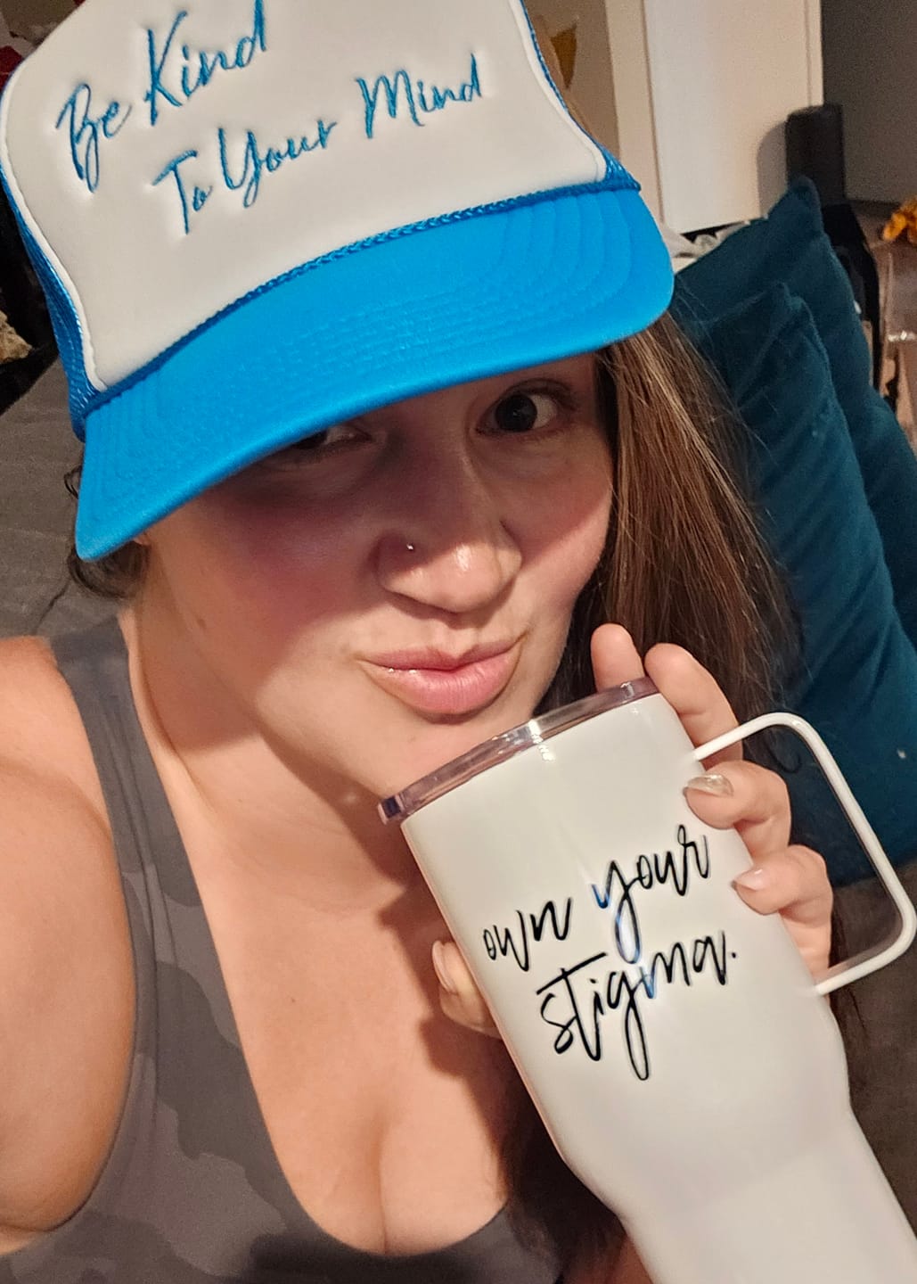 Customer photo review of It's Okay To Not Be Okay Travel mug with a handle