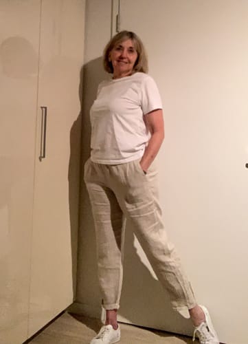 Customer photo review of Jersey Waist Linen Pant - Natural