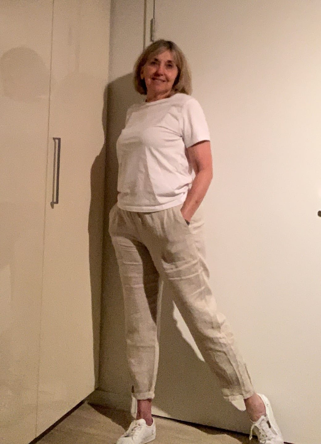 Customer photo review of Jersey Waist Linen Pant - Natural