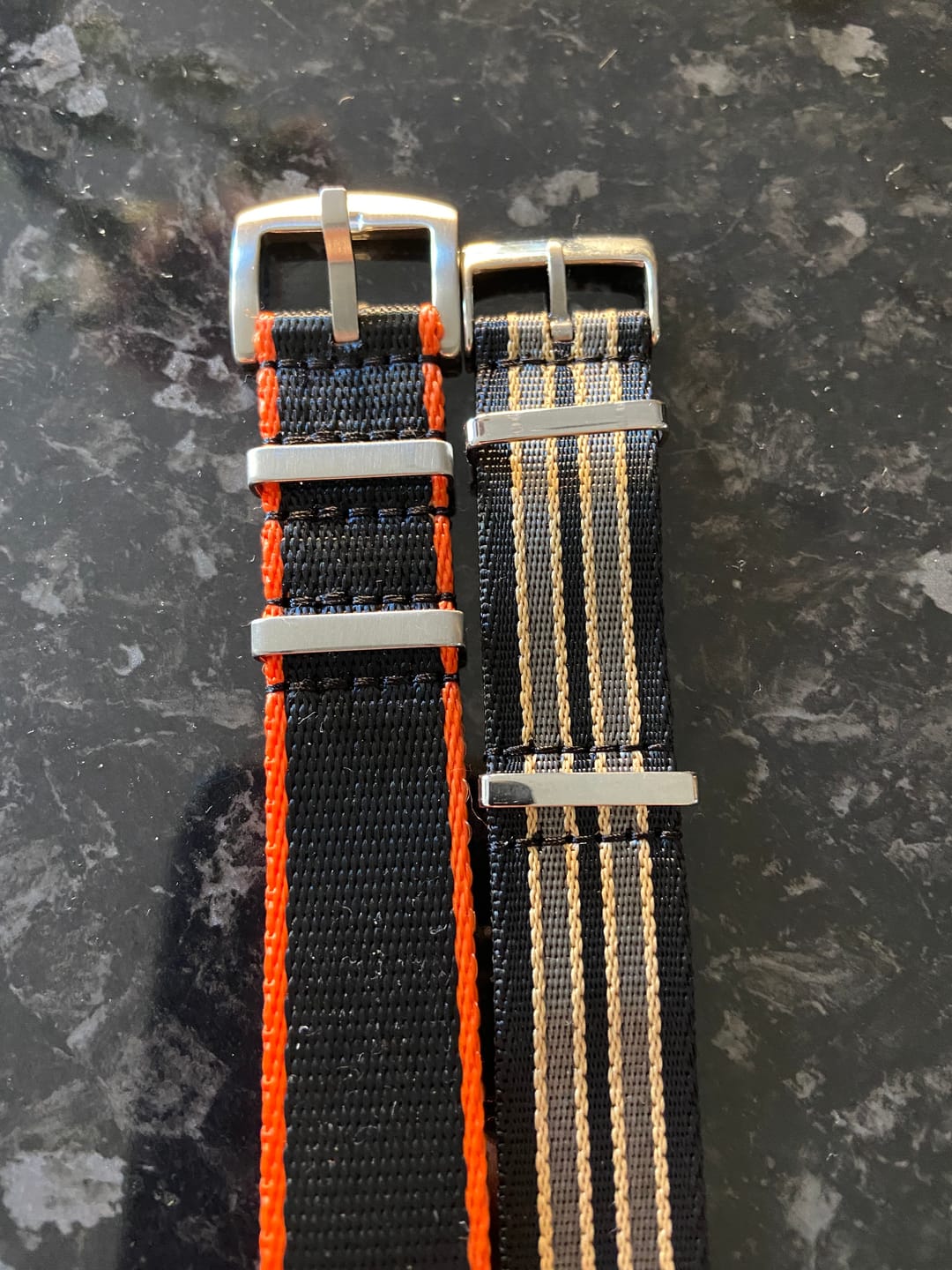 Customer photo review of Premium Woven Military Style Watch Strap - Black, Grey and Beige (No Time To Die Strap)