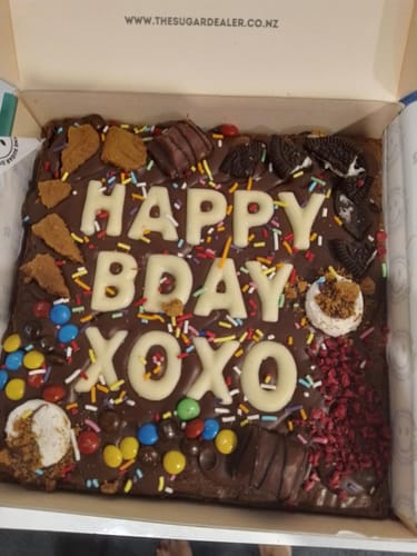 Customer photo review of Custom message loaded brownie