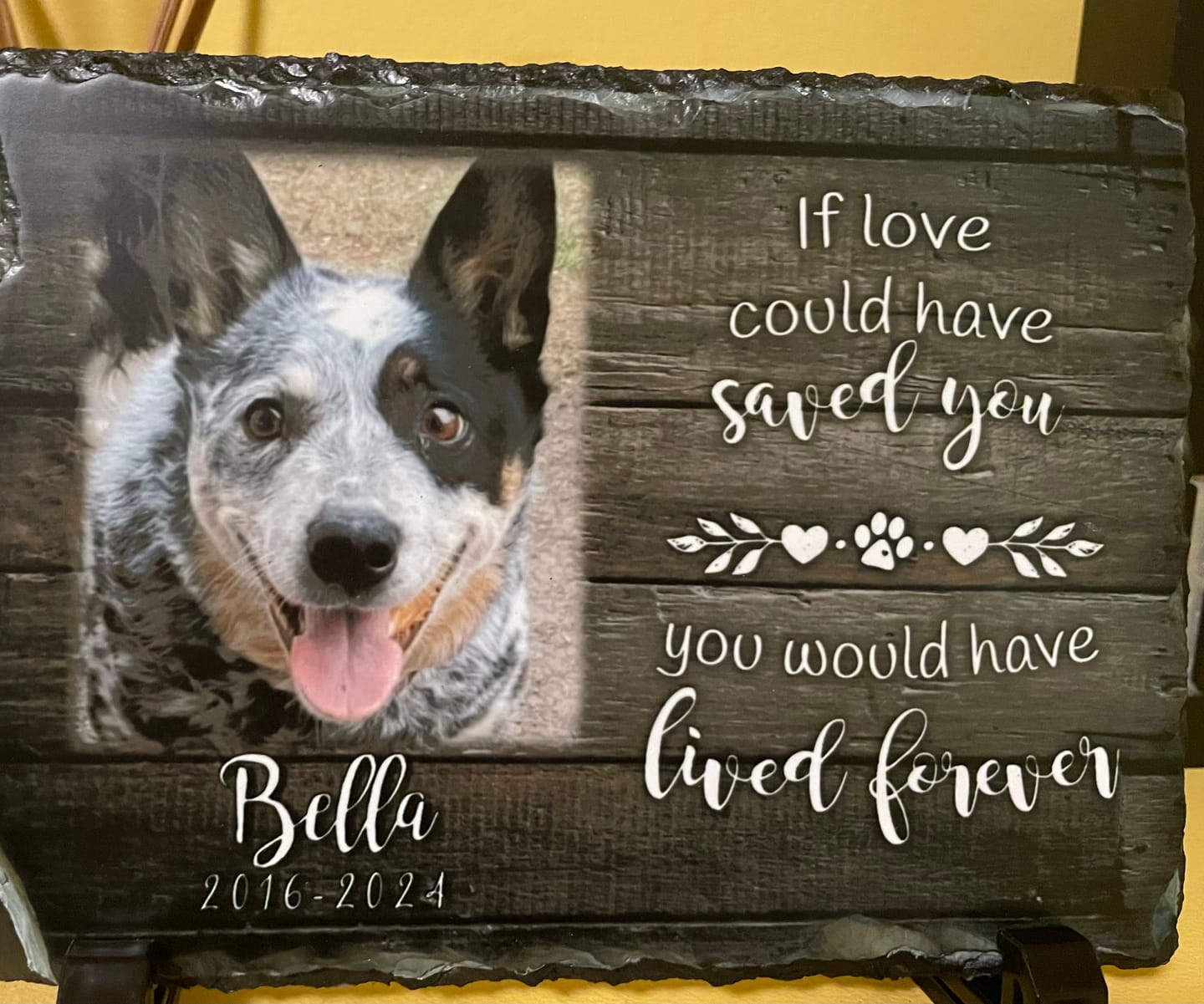 Customer photo review of Personalized Dog Memorial   If Love Could Have Saved You  Personalized Picture Keepsake