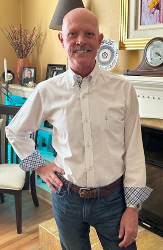 Customer photo review of White Solid Pinpoint Cotton Stretch Long Sleeve Shirt