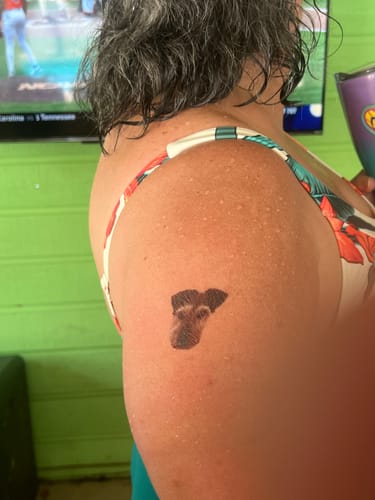 Customer photo review of Custom Photo Face Temporary Tattoo