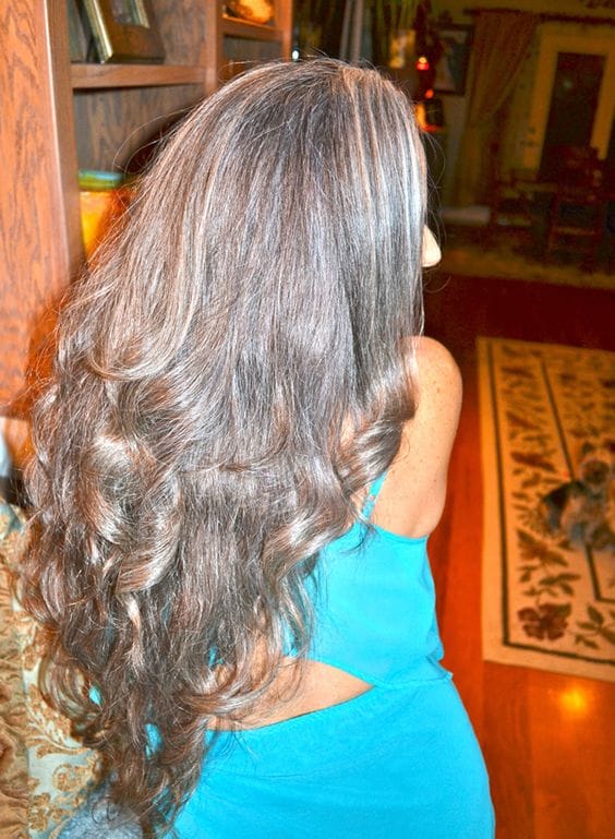 Customer photo review of Luvwin Salt And Pepper Loose Wave 5x5 Closure Glueless Wig 100% Human Hair