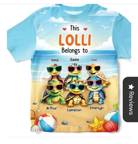 Customer photo review of Personalized This Grandma Belongs To Kids Turtle Beach T-shirt