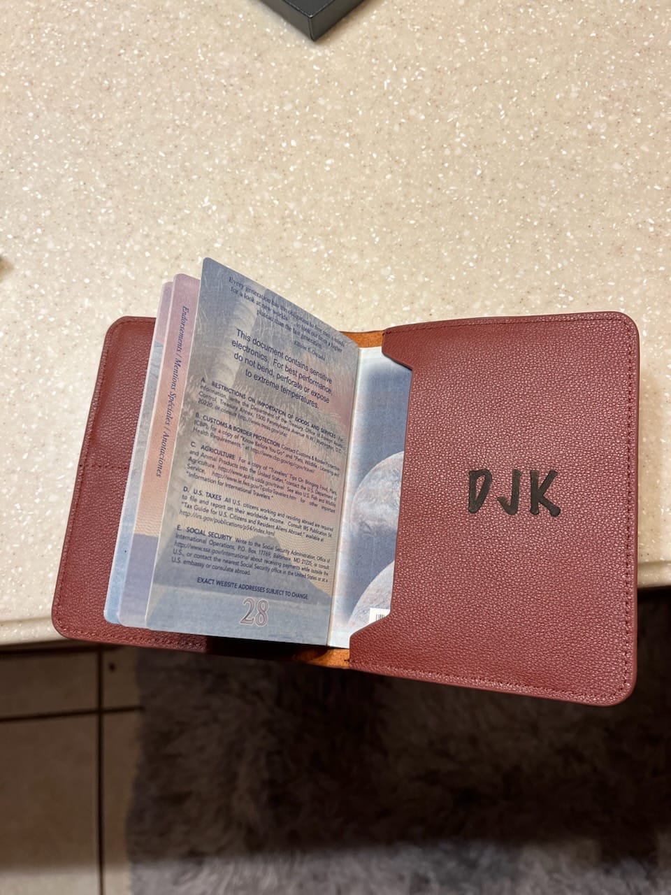 Customer photo review of Personalized Natural Leather Passport Holder with Monogram or Custom Design