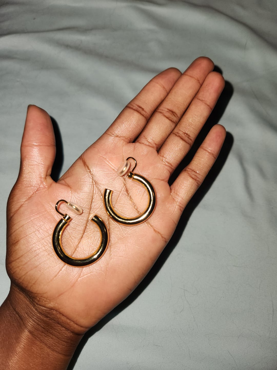 Customer photo review of Allie Hoop Clip On Earrings in Gold