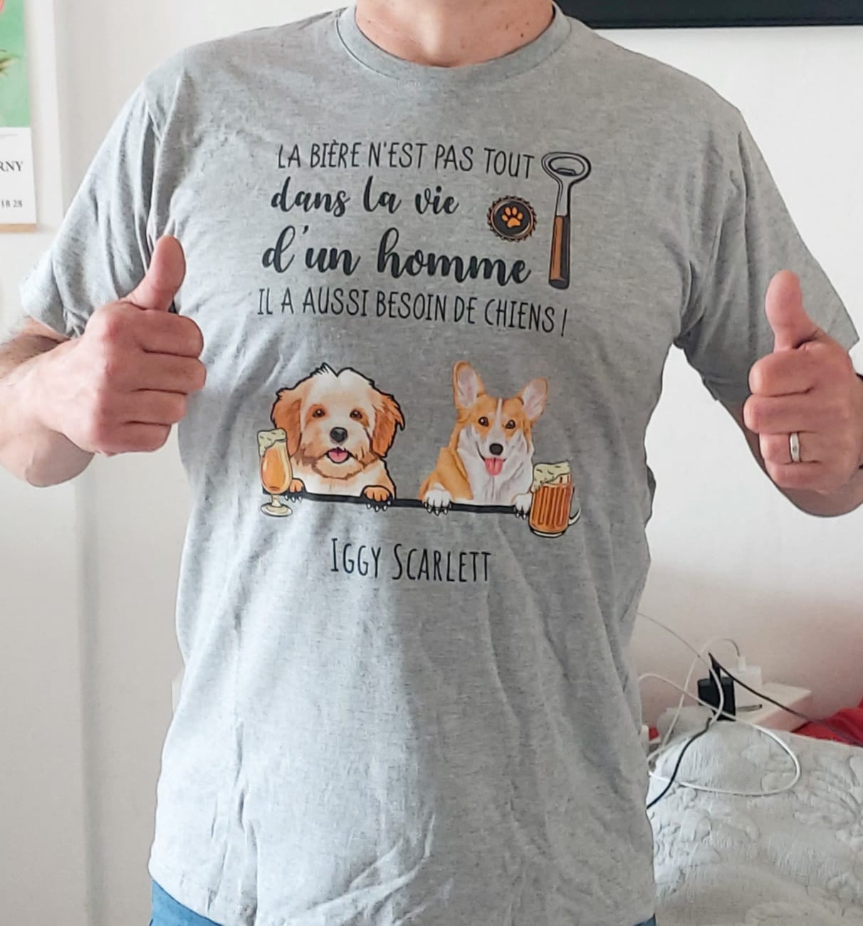Customer photo review of Bière et Wouaf - T-Shirt personnalisé